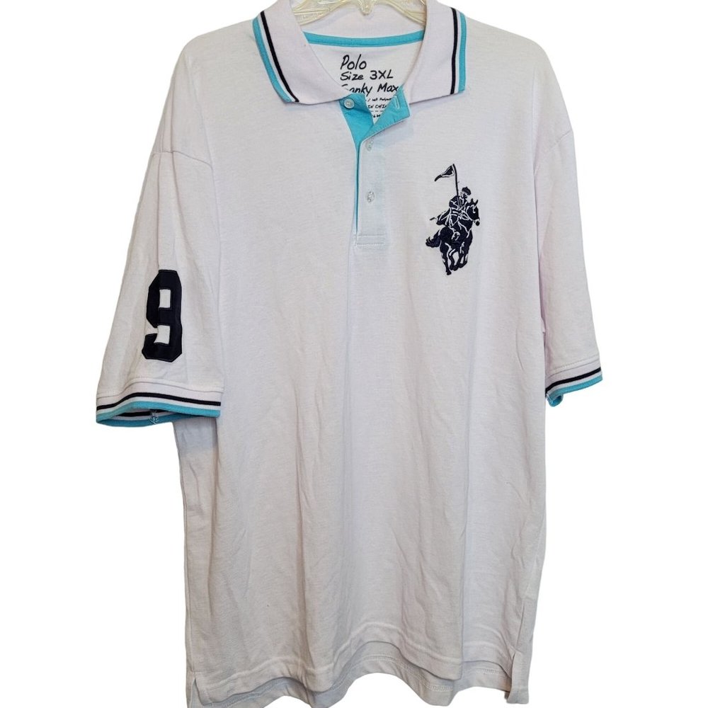 Franky Max Polo Size 3XL Big Pony White Teal Number 9